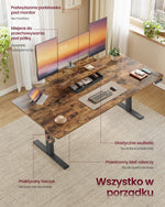 Elektrycznie regulowane biurko 140x70 cm brązowe