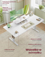 Elektryczne biurko regulowane 140x70 cm z szufladą białe