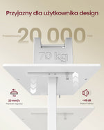 Elektryczne biurko regulowane 160x80 cm białe