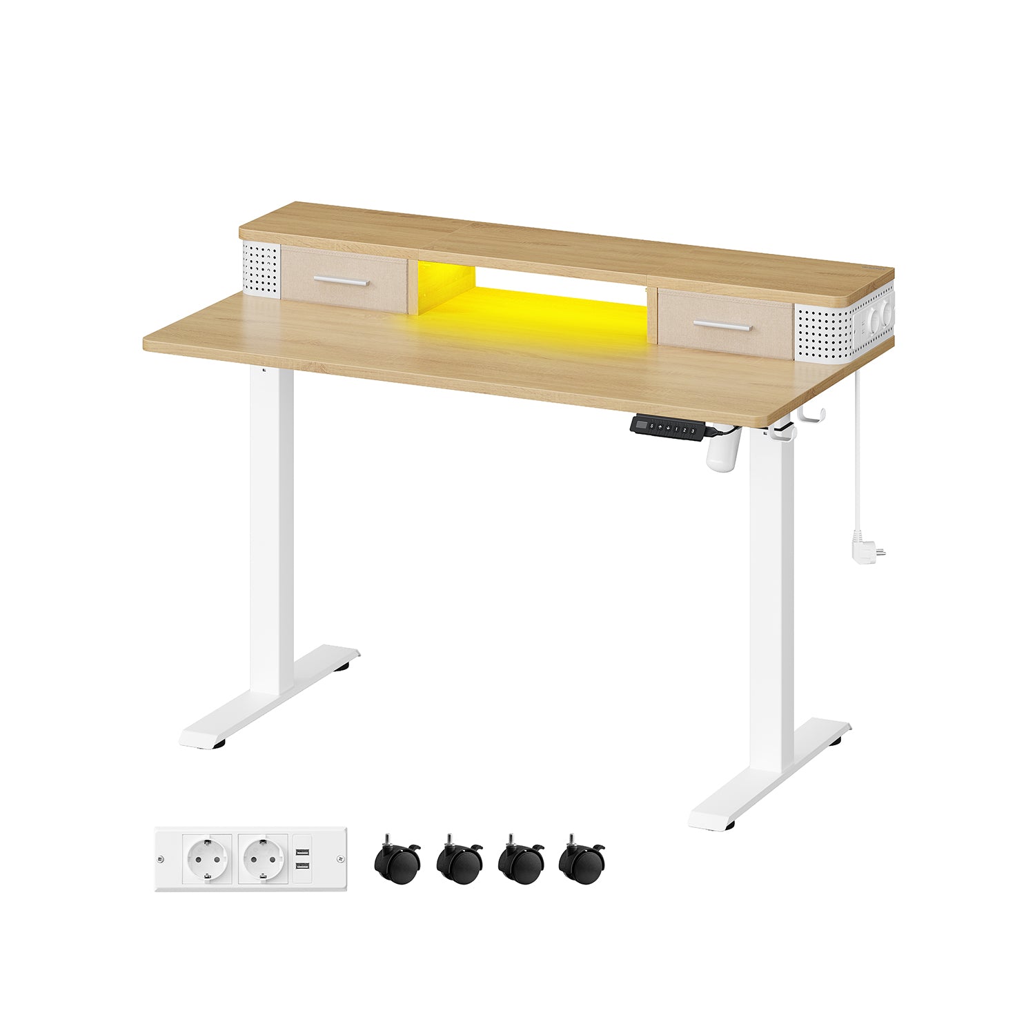 Biurko z regulacją wysokości, natural oak, 120 cm