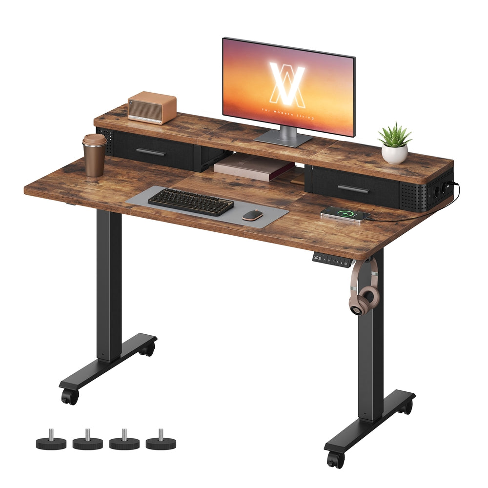Biurko elektryczne z regulacją wysokości i stojakiem na monitor