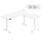 Elektryczne biurko narożne 140×160 cm białe matowe