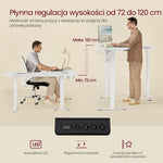 Elektryczne biurko narożne 140×160 cm białe matowe