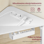 Elektryczne biurko narożne 140×160 cm białe matowe