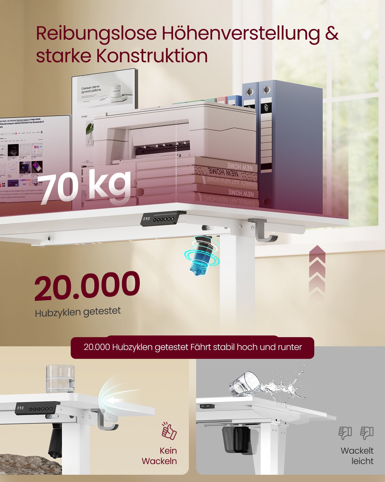 Biurko komputerowe, biały, 100 cm
