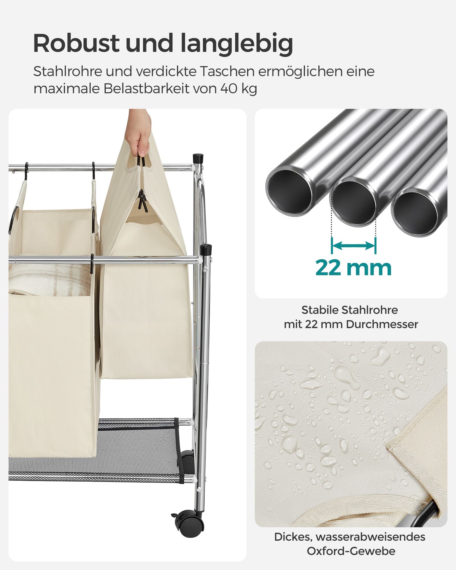 Kosz na pranie, cream white, 87,5 cm