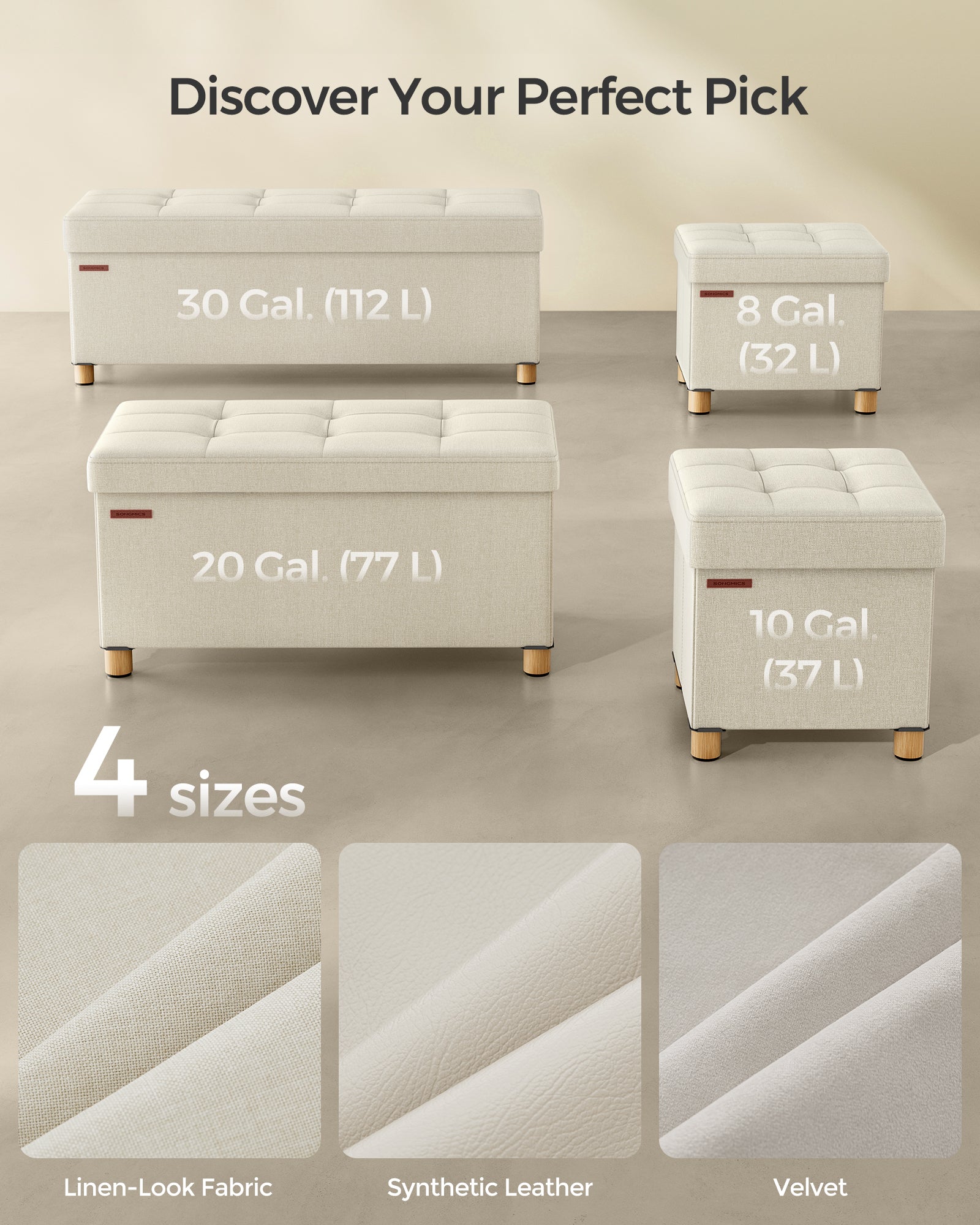 Pufa ze schowkiem, cream white, 110 cm