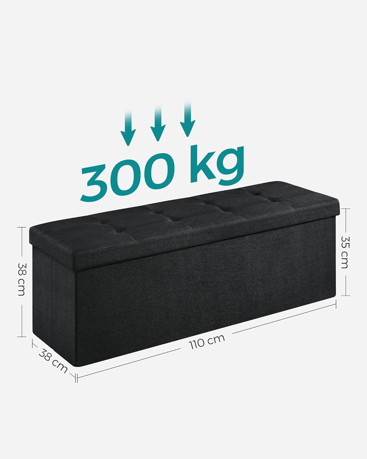 Pufa ze schowkiem, czarny, 110 cm