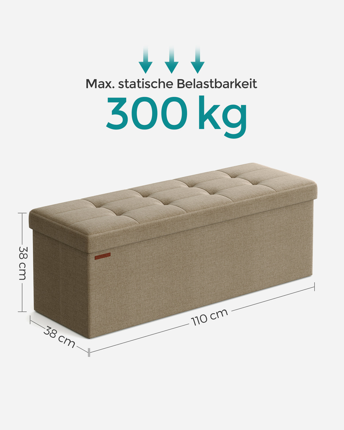 Składana ławka 110 cm z pojemnikiem, jasnoszara