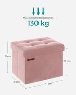 Ławka z pojemnikiem pastelowo-różowa, nośność do 130 kg