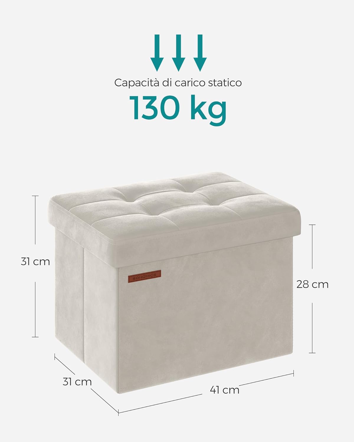 Pufa ze schowkiem, cream white, 40 cm