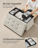 Ławka z schowkiem z aksamitu 38×76×38 cm kremowa