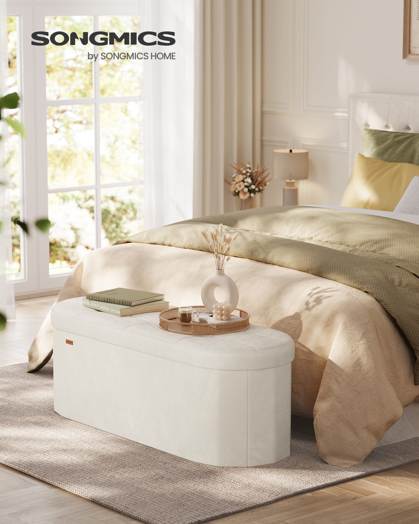Pufa ze schowkiem, cappuccino beige, 110 cm