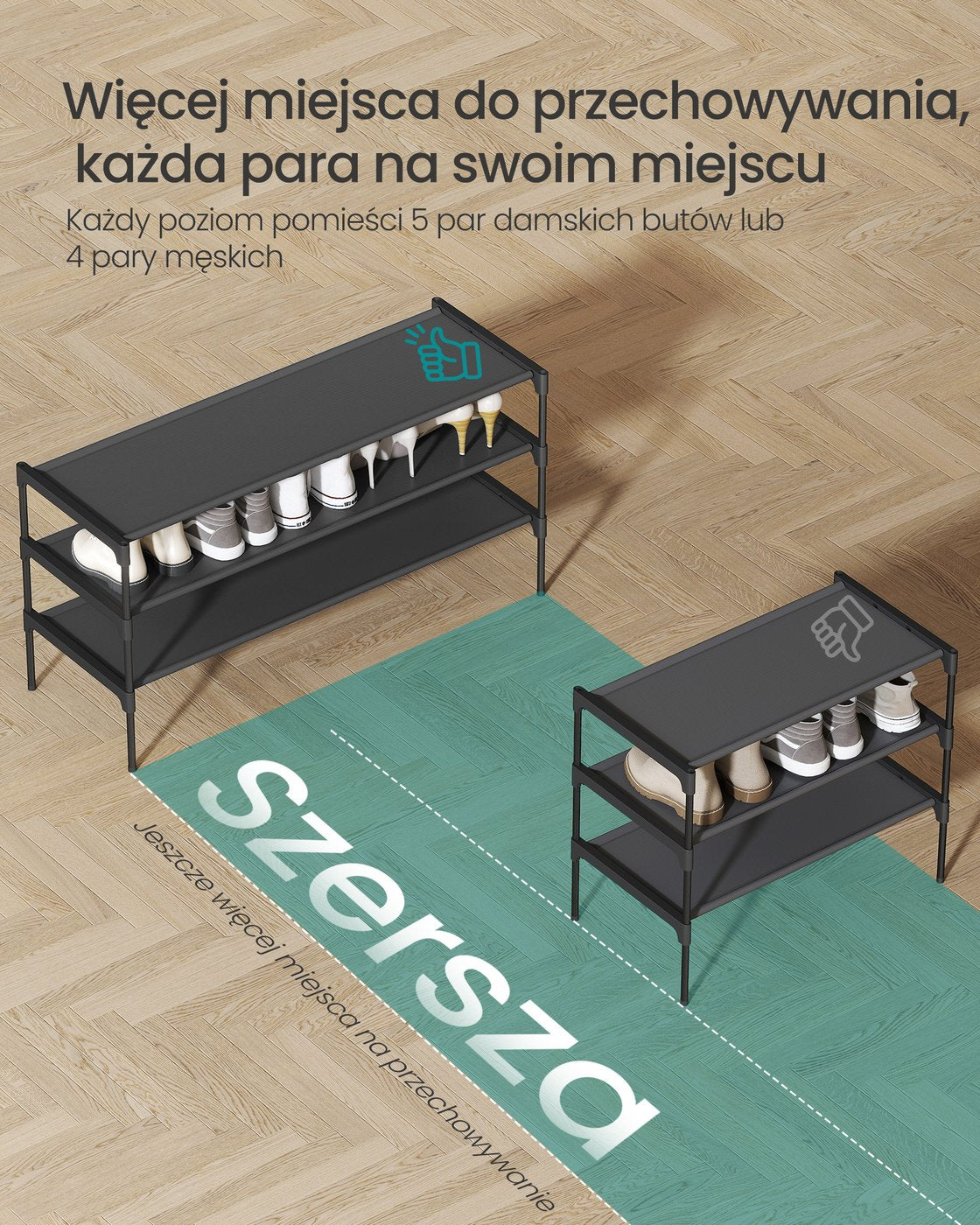 Stojak na buty 3 poziomy czarny 29,7×91,8×53,5 cm