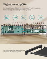 Stojak na buty 3 poziomy czarny 29,7×91,8×53,5 cm