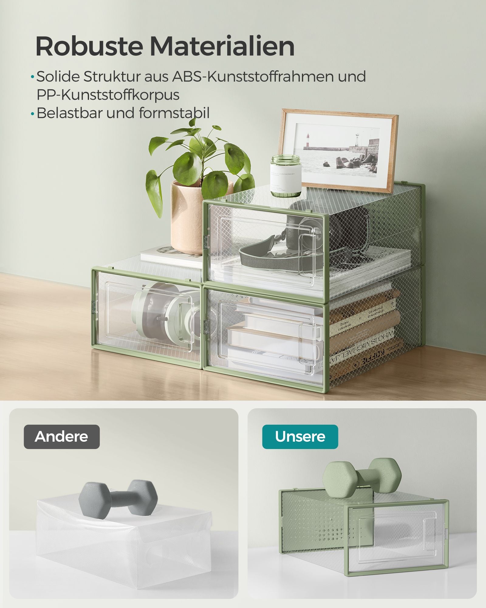 Pudełko na buty, sage green, 33,3 cm