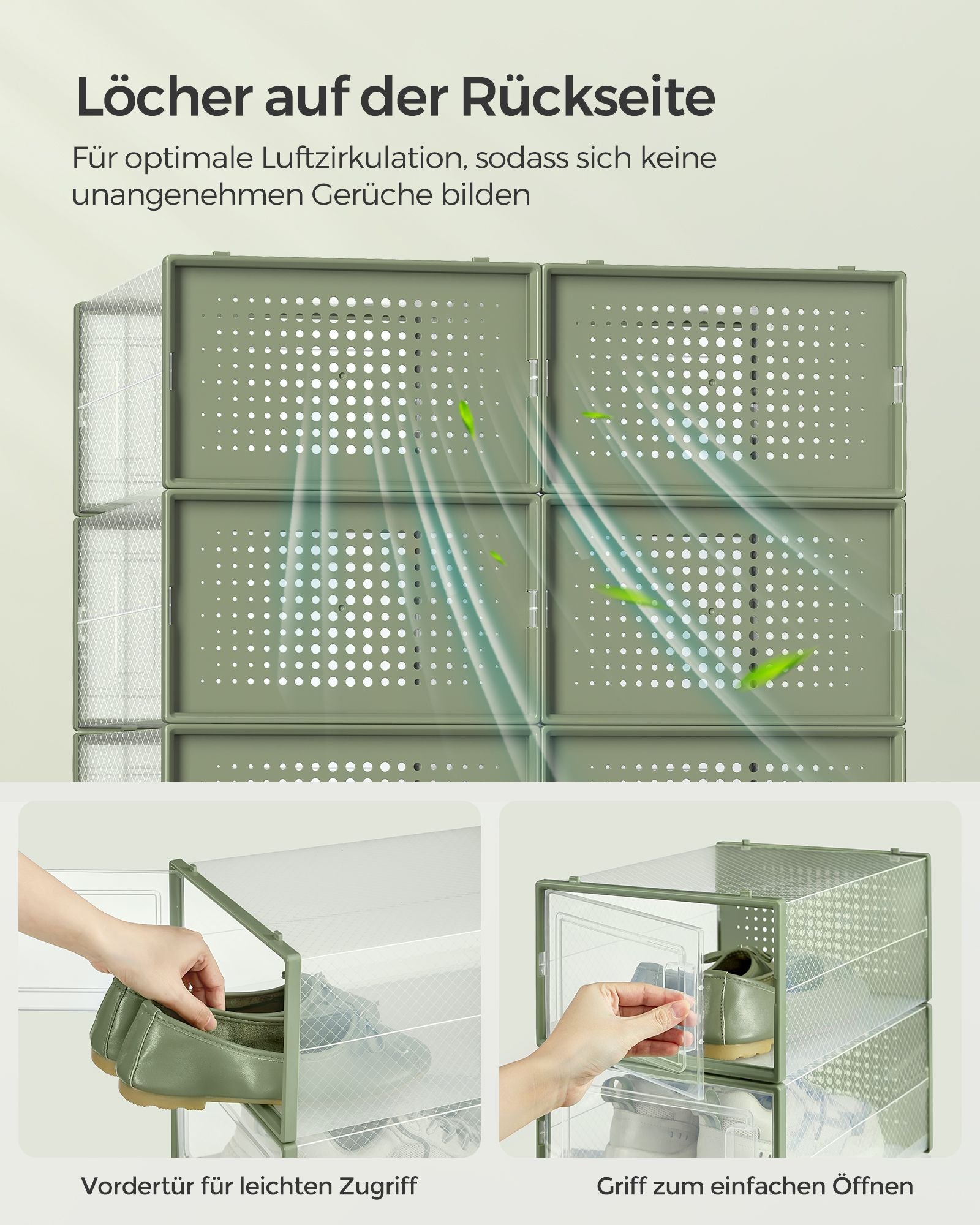 Pudełko na buty, sage green, 33,3 cm
