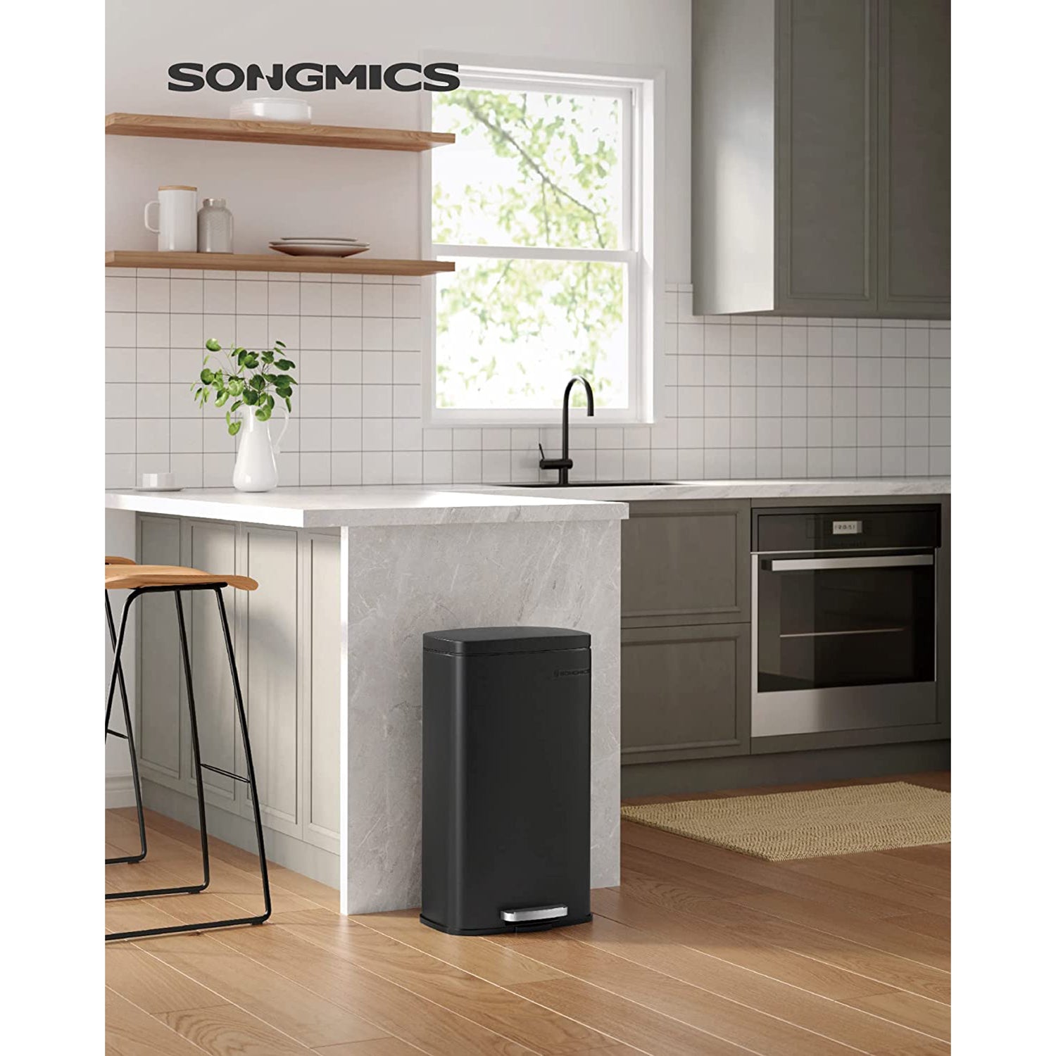 Kosz na śmieci, czarny, 34,8 cm