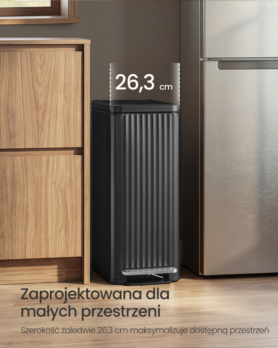 Stalowy kosz na śmieci kuchenny 50 l z pedałem czarny