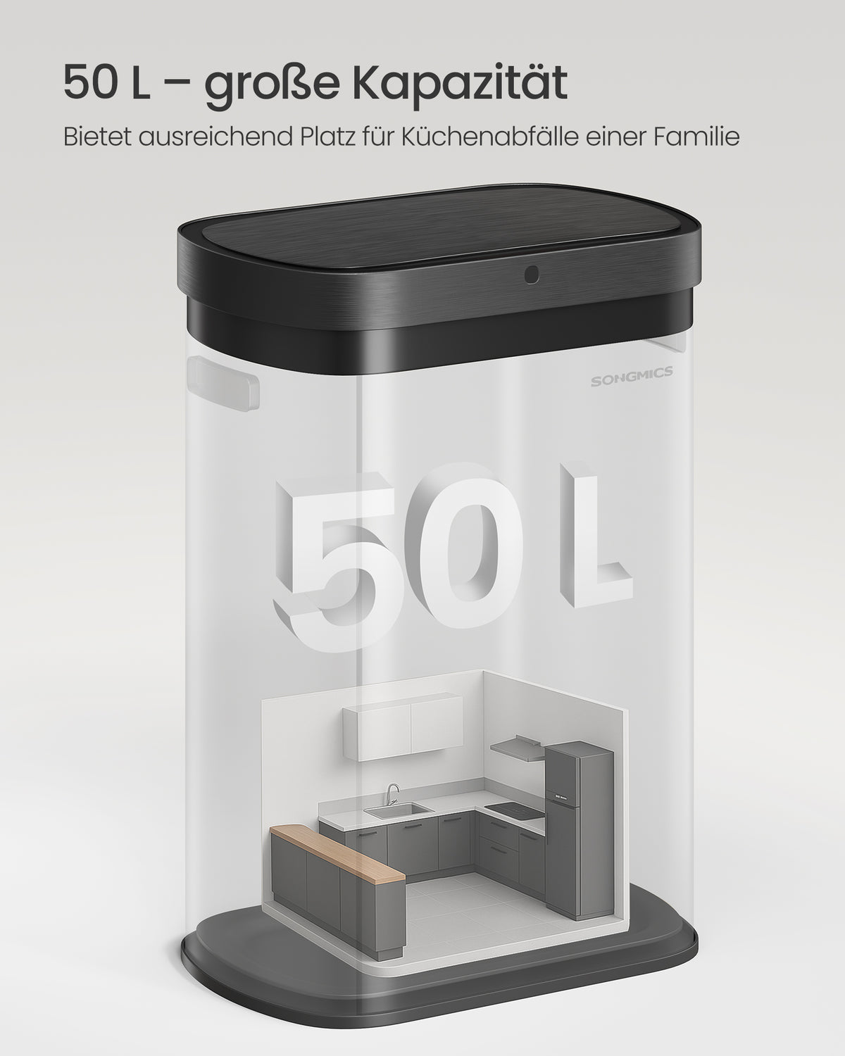 Automatyczny kosz na śmieci 50 l czarny