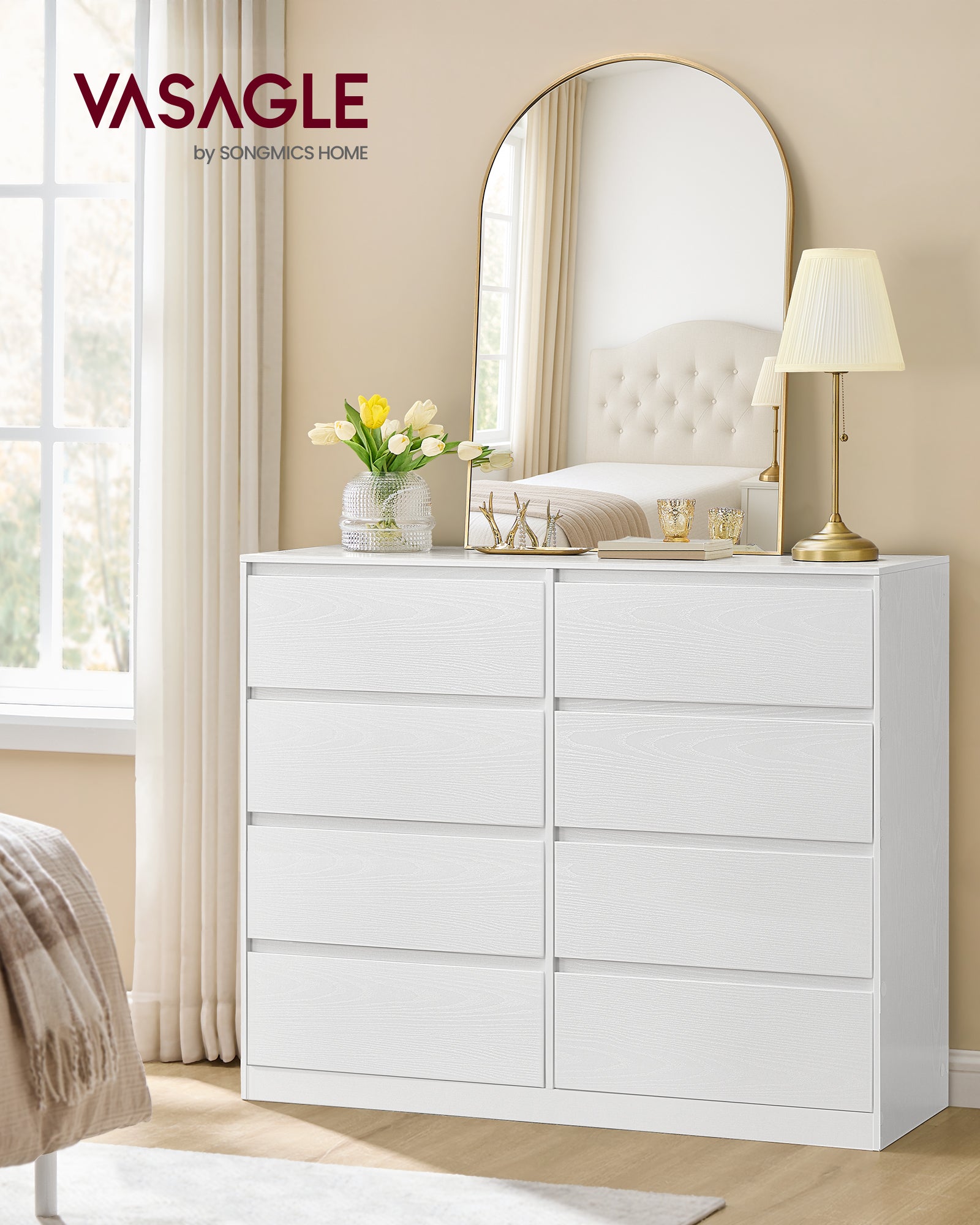 Komoda 8 szuflad biała 40x119,4x97,5 cm