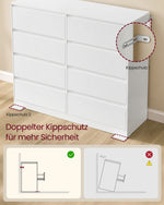 Komoda 8 szuflad biała 40x119,4x97,5 cm
