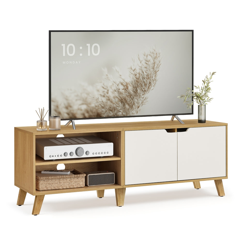 Szafka pod telewizor 140 cm kremowo-dębowa