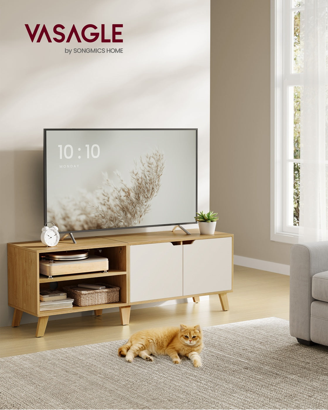 Szafka pod telewizor 140 cm kremowo-dębowa