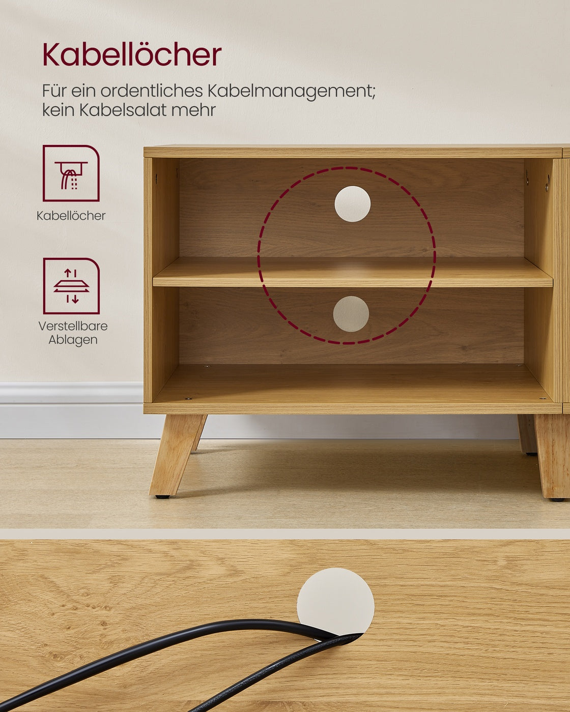 Szafka pod telewizor 140 cm kremowo-dębowa