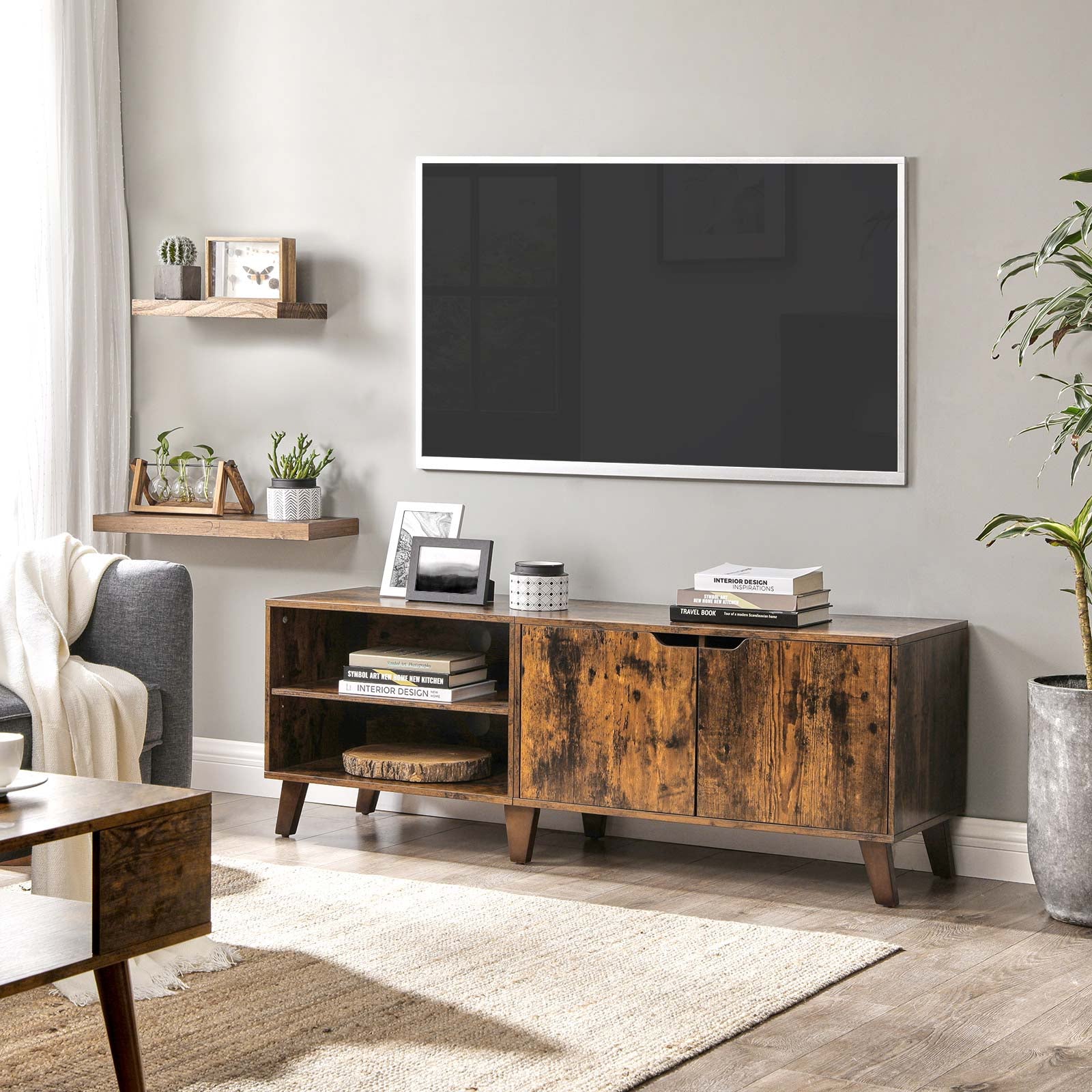 Szafka RTV, rustykalny brąz, 140 cm