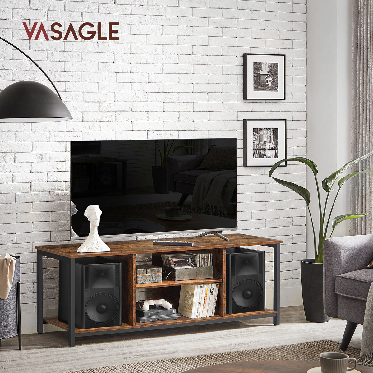 Szafka RTV vintage 120×40×50 cm z otwartymi półkami