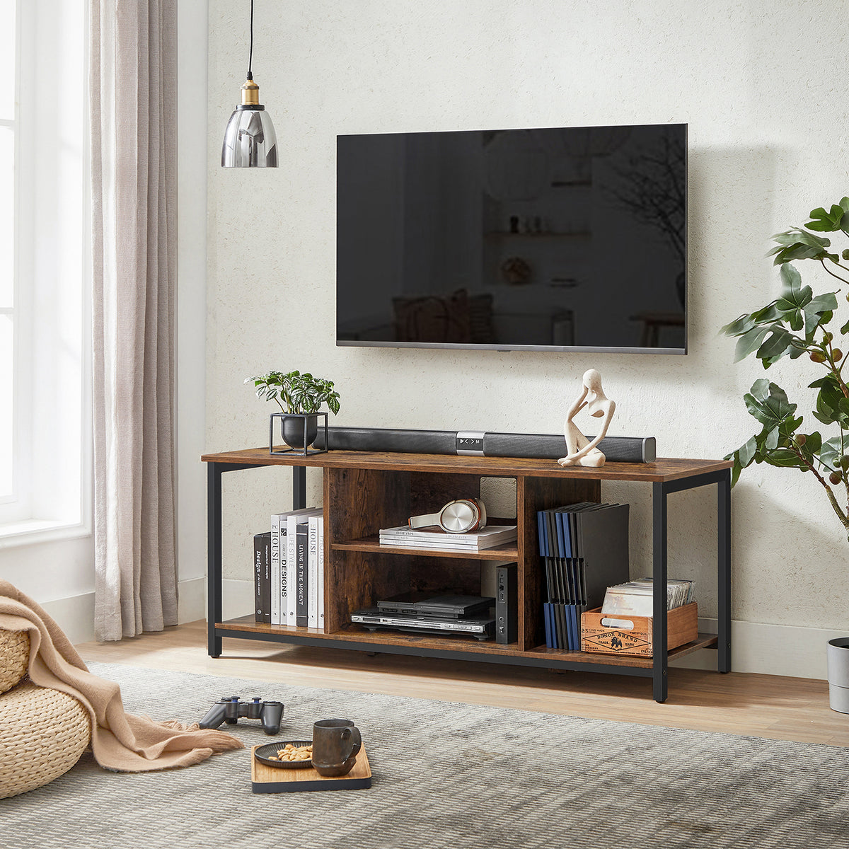 Szafka RTV vintage 120×40×50 cm z otwartymi półkami