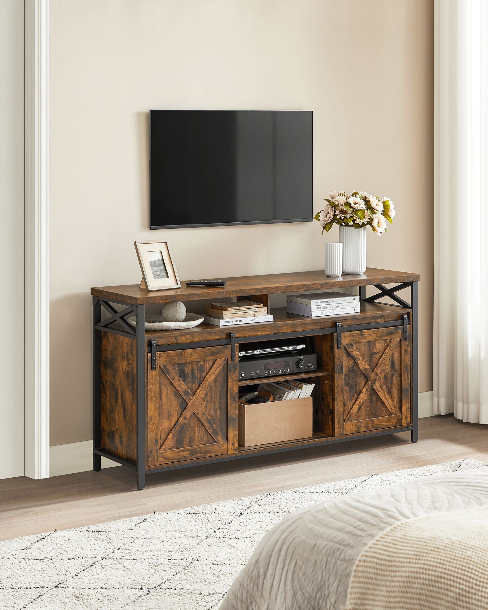 Szafka RTV, rustykalny brąz, 147 cm
