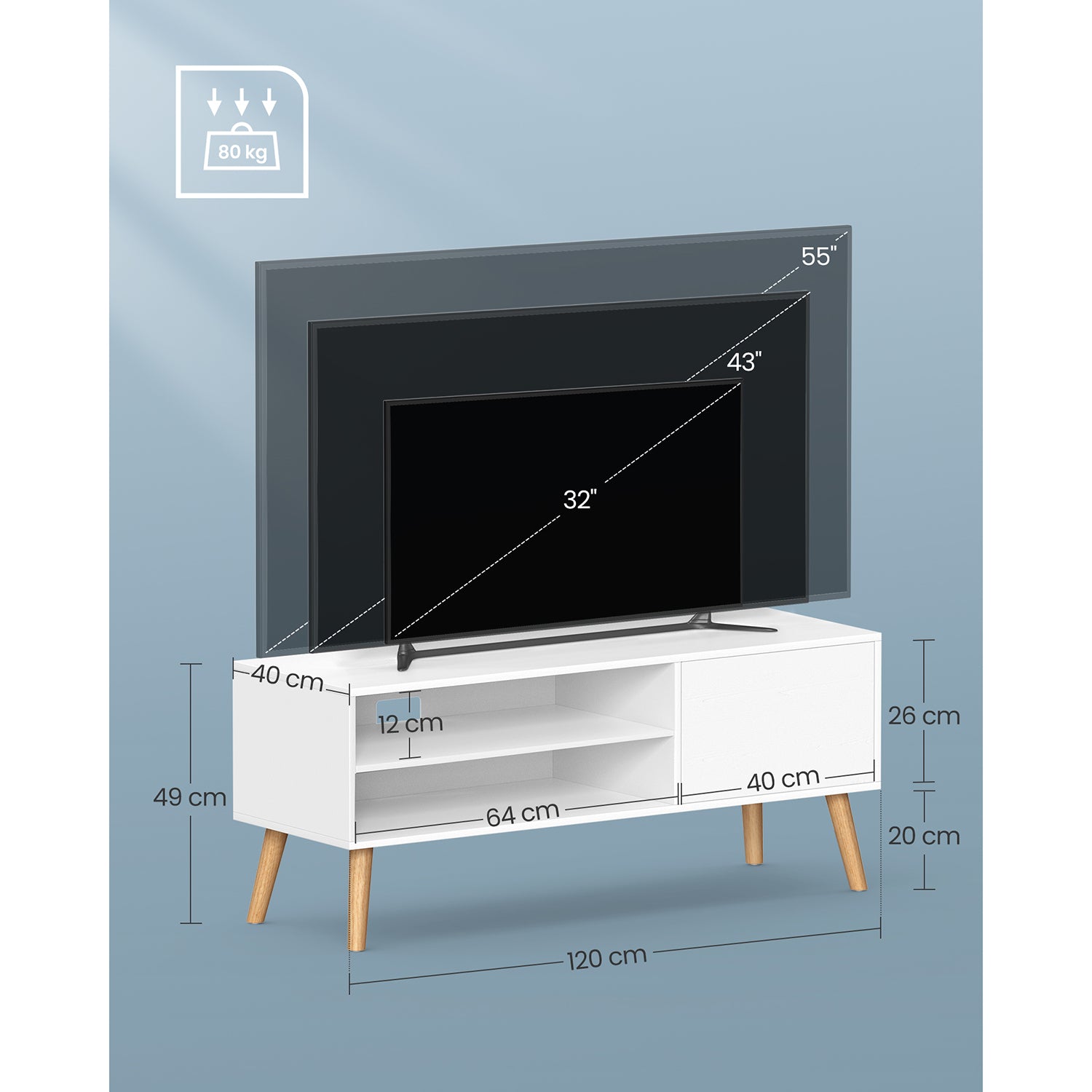 Szafka RTV, snow white, 120 cm