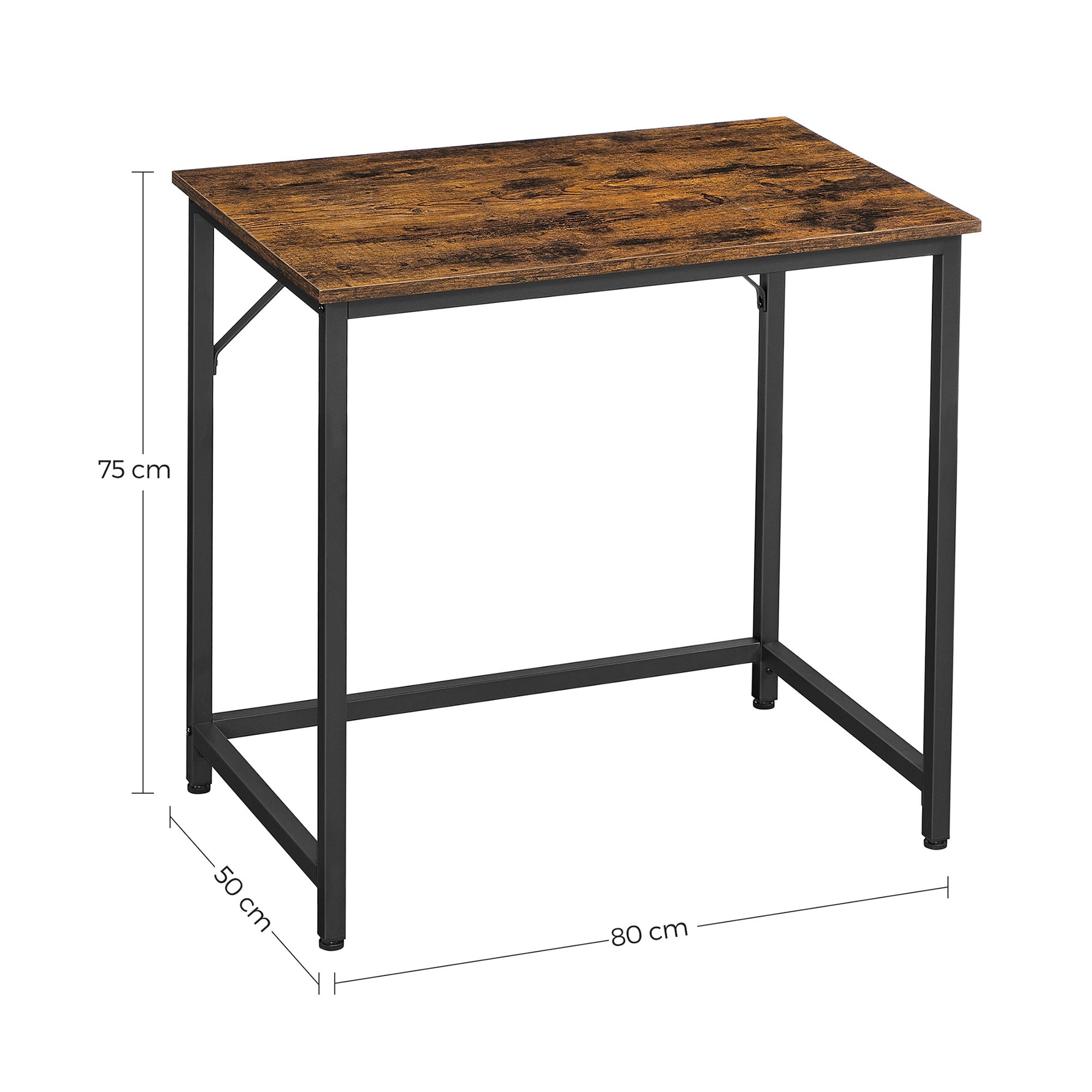 Wąskie biurko industrialne 80x50 cm z metalową ramą