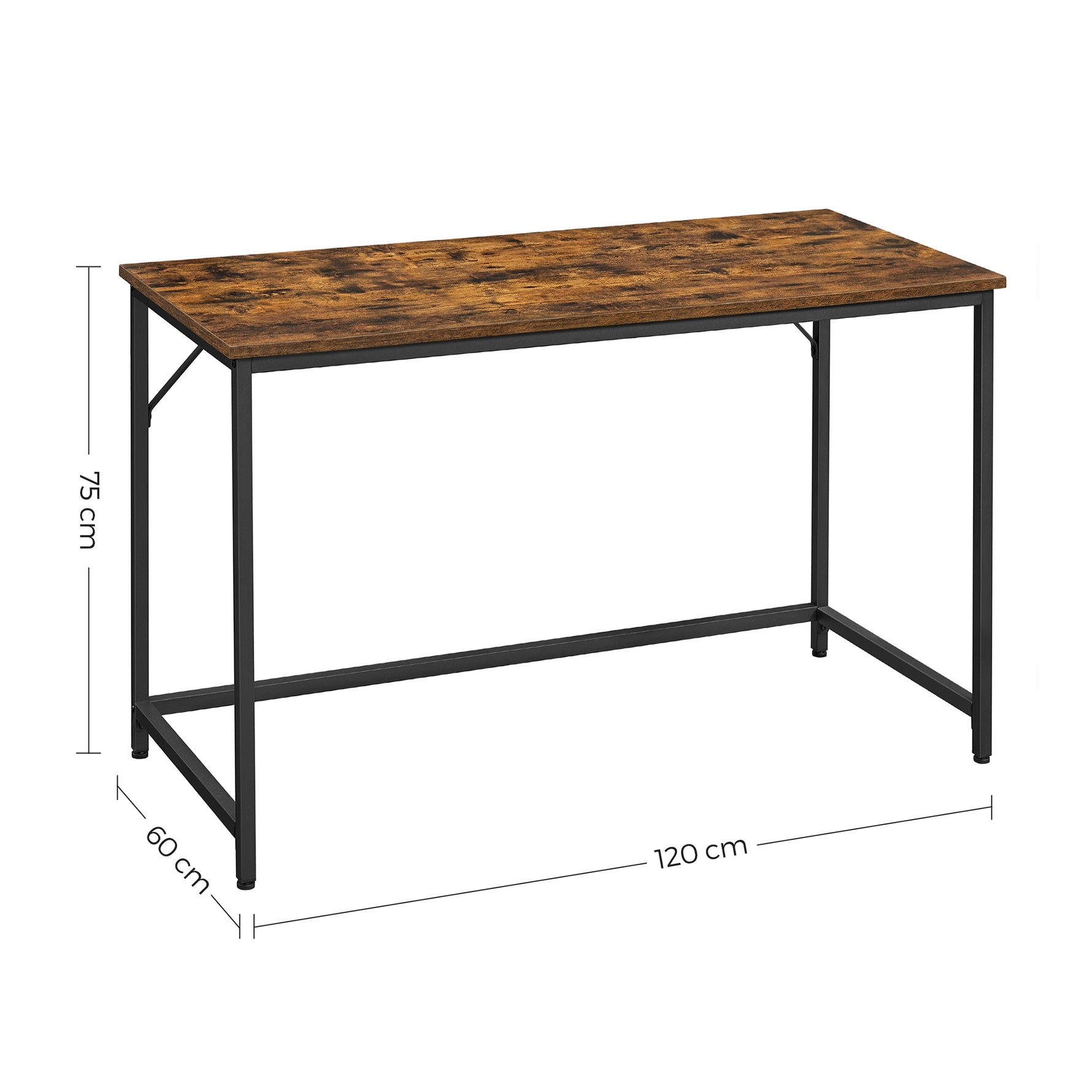 Wąskie biurko komputerowe 120×60 cm z metalową ramą