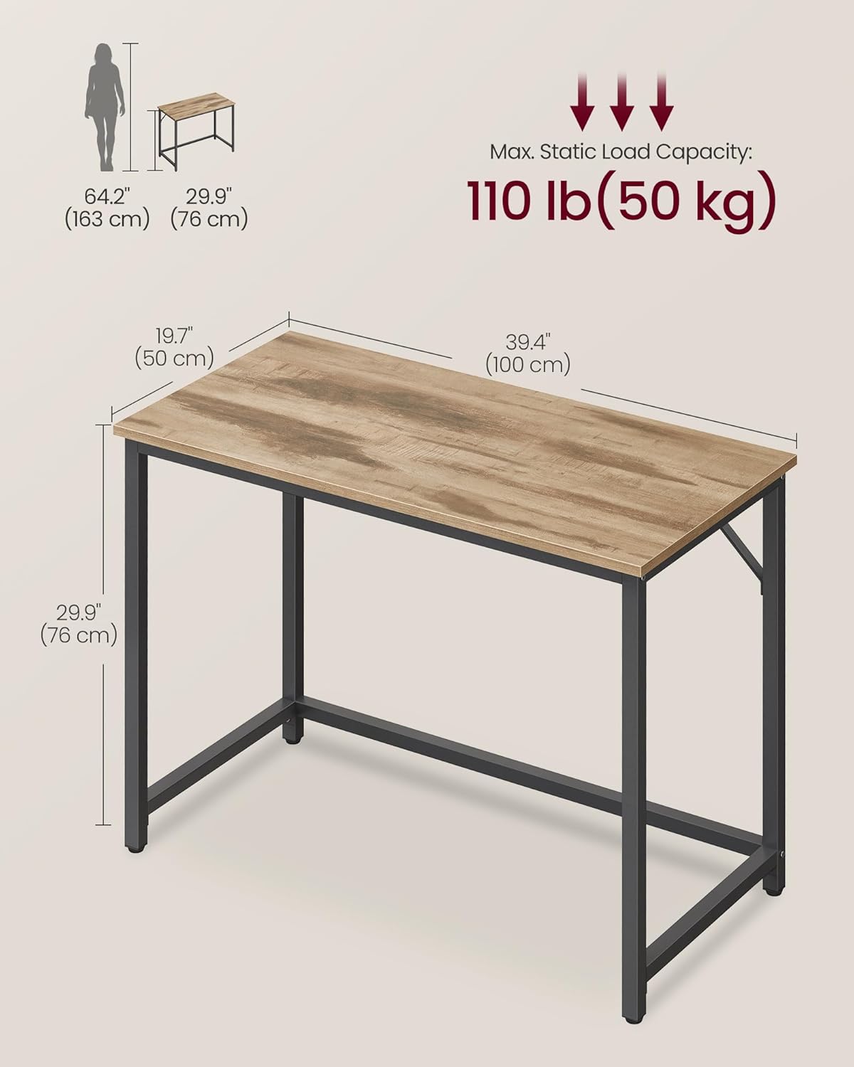 Biurko komputerowe, brązowy, 100 cm