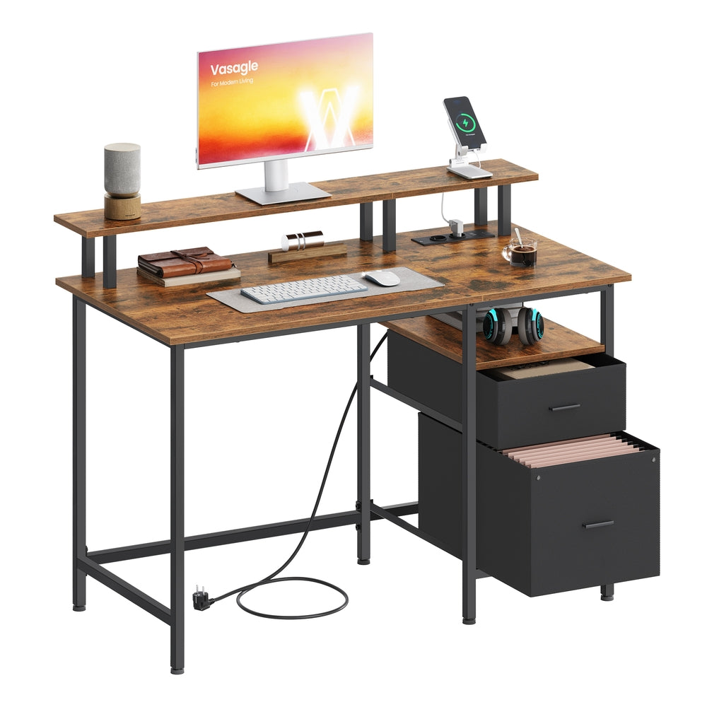 Biurko komputerowe 120x55 cm z materiałowymi szufladami