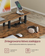 Biurko komputerowe z szufladami 135x55 cm brąz vintage