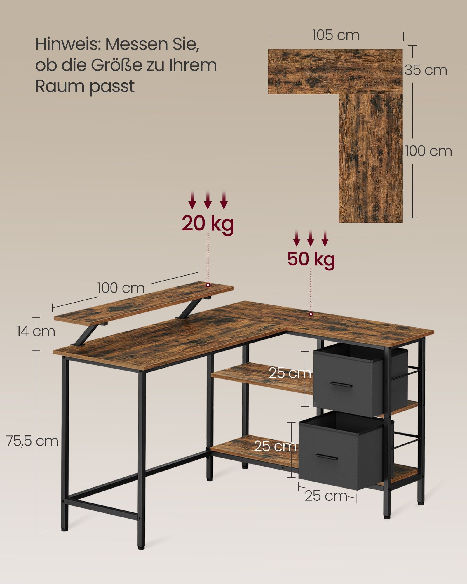 Regał do przechowywania, rustykalny brąz, 135 cm