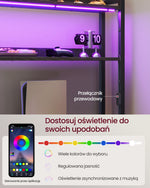 Narożne biurko komputerowe z LED i 3 szufladami