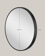 Okrągłe lustro łazienkowe 50 cm z czarną metalową ramą