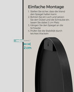 Okrągłe lustro łazienkowe 50 cm z czarną metalową ramą