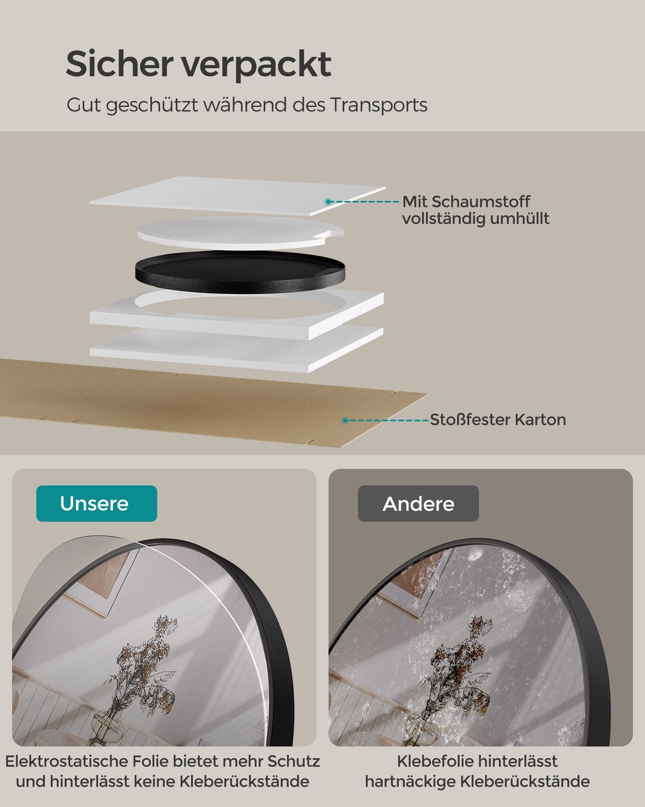 Okrągłe lustro łazienkowe 50 cm z czarną metalową ramą