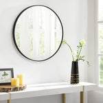 Okrągłe lustro ścienne z metalową ramą 61 cm