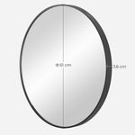 Okrągłe lustro ścienne z metalową ramą 61 cm