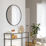 Okrągłe lustro ścienne z czarną metalową ramą 61 cm
