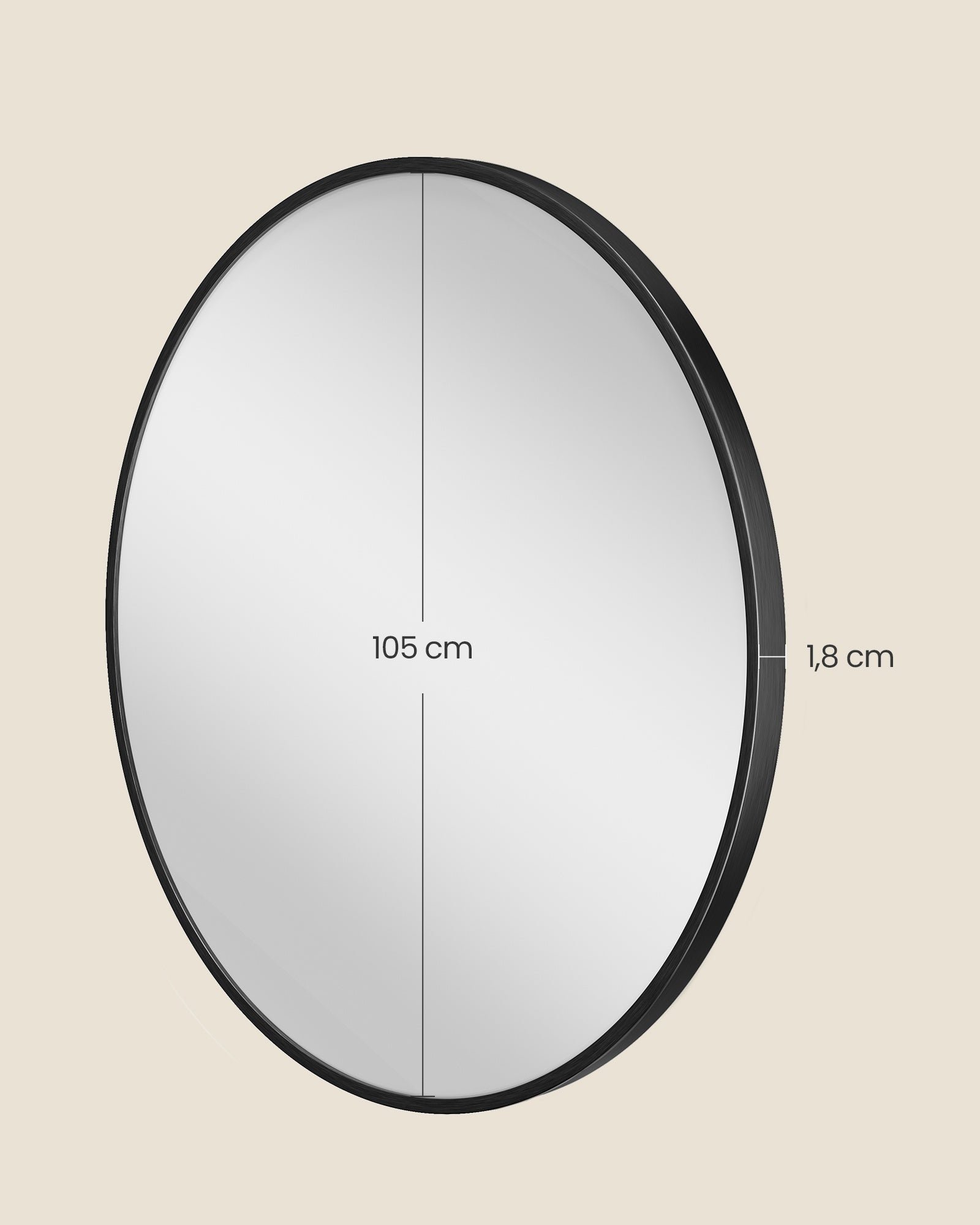 Okrągłe lustro ścienne 105 cm czarne