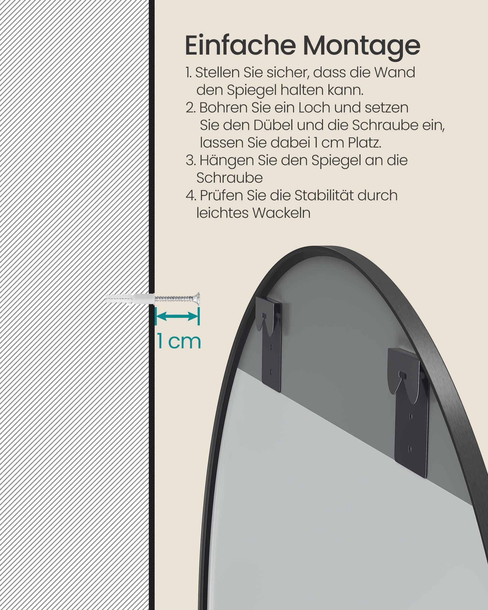 Okrągłe lustro ścienne 105 cm czarne