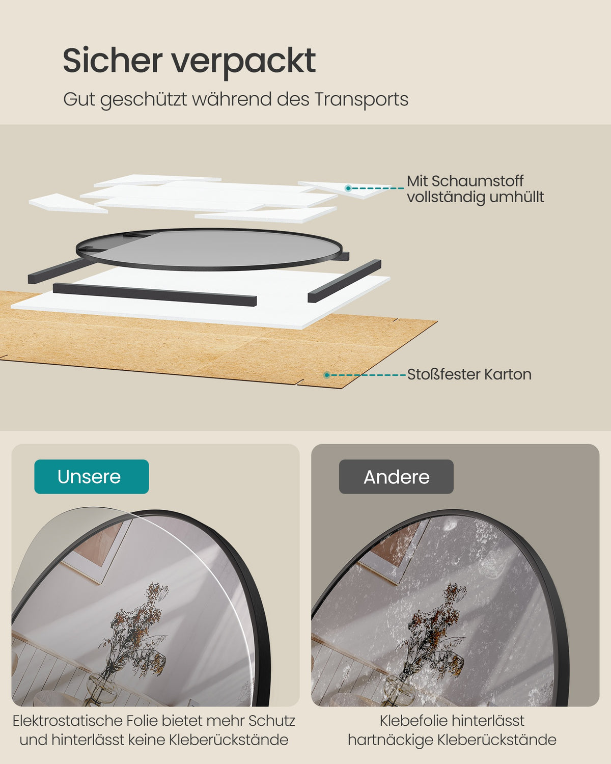 Okrągłe lustro ścienne 105 cm czarne